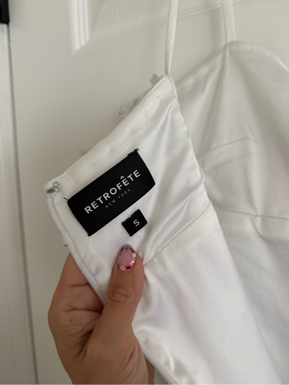 Retrofete Cornelia Crystal Embellished Empire Waist Mini Dress White - Picture 12 of 14